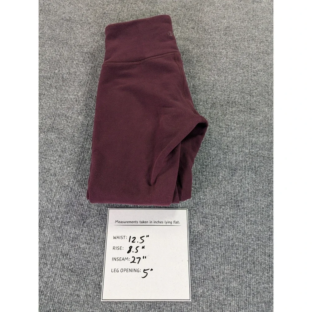 Lululemon Wonder Lounge Fleece High Rise Leggings LW5CN5S Burgundy Plum Size 4